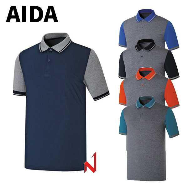 AIDA 반팔티 스판 배색 카라 AT02 5색상 공용