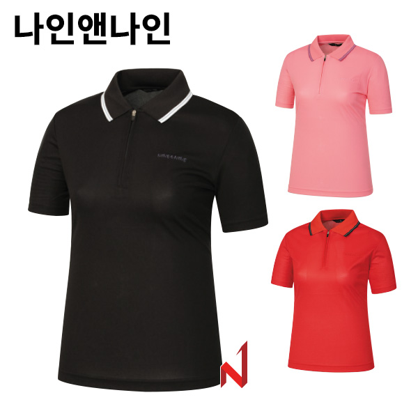 나인앤나인 반팔티 쿨 지퍼 카라 NT15 3색상 여성