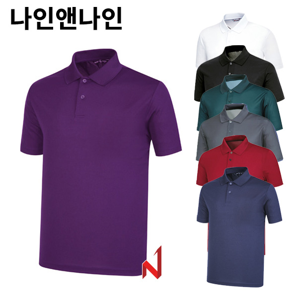 나인앤나인 반팔티 쿨 솔리드 소매 삼봉 카라 NT19 8색상 공용