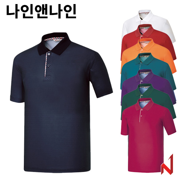 나인앤나인 반팔티 쿨 마이배색 체크 카라 NT11 9색상 공용