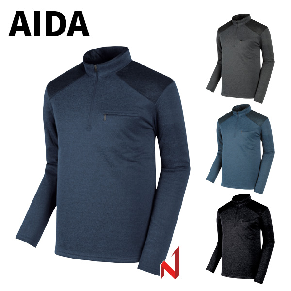AIDA 긴팔티 카치온 어깨 배색 기모 반집업 AMF4T01 4색상 공용