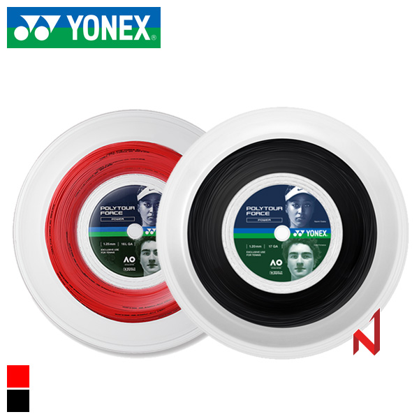 요넥스 테니스스트링 폴리투어 포스 PTFO 1.20/1.25mm 200M BRR/BK 원형