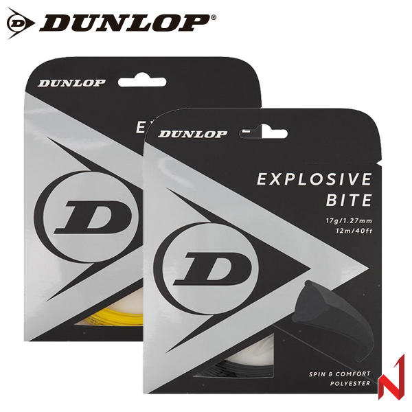던롭 테니스스트링 익스플로시브 바이트 16/17G 1.32/1.27mm 12M BK/YL 둥근3각