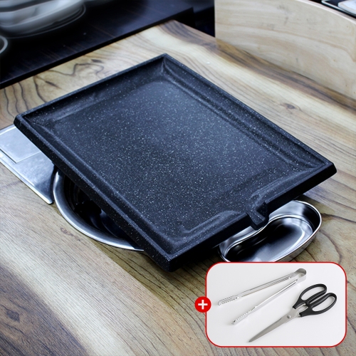 대박 플러스 사각불판 민무늬 가위 집게 업소용 삼겹살 고기불판 곱창 볶음밥 고기집 구이판 31x41cm