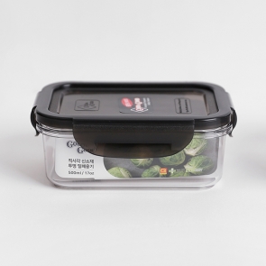 굿앤굿 에코젠 직사각 밀폐용기 투명 보관용기 반찬통 도시락 500ml