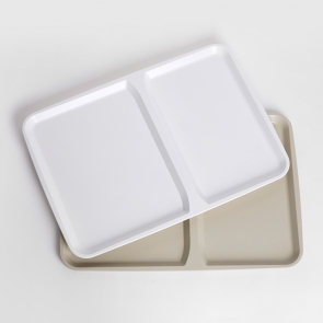 병원쟁반 직사각 2홀 PC 쟁반 병원 트레이 환자식기쟁반 학교 급식 분리형 쟁반