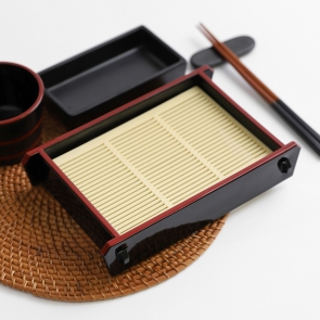 칠기 직사각 모밀판 메밀 소바 그릇 냉모밀 그릇 발 다이 세트