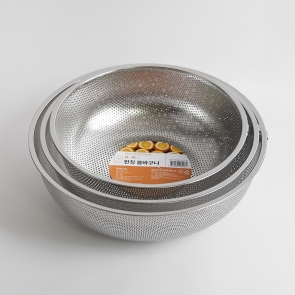 요바 스텐 펀칭볼 바구니 원형 채반 거름망 건지기 야채 타공 소쿠리