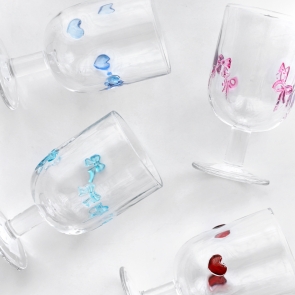 챠밍 고블렛잔 와인 칵테일 맥주잔 홈카페 파티 글라스 귀여운 예쁜 유리 컵 블루리본