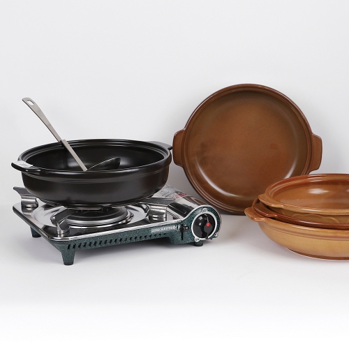 홍익 전골냄비 양수냄비 내열 도자기 뚝배기 찌개 냄비 무균열 업소용 직화