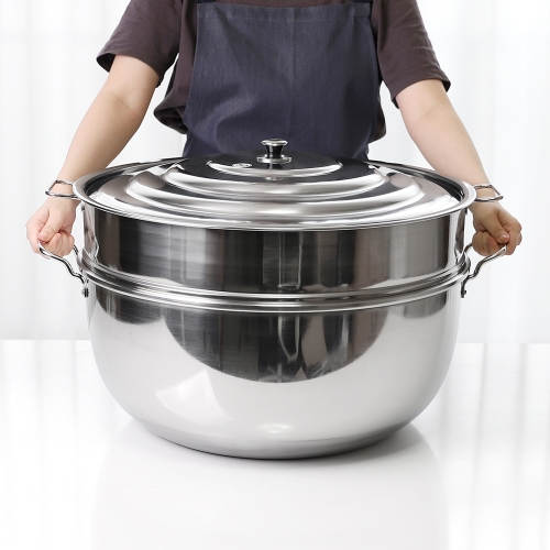 스텐 통삼중 IH 2단 찜솥 세트 50cm 국산 대용량 냄비 채반 업소용 인덕션 대형 솥