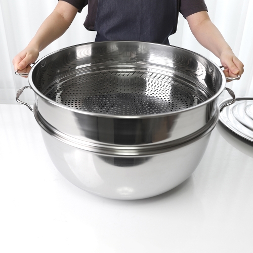 스텐 통삼중 IH 2단 찜솥 세트 50cm 국산 대용량 냄비 채반 업소용 인덕션 대형 솥