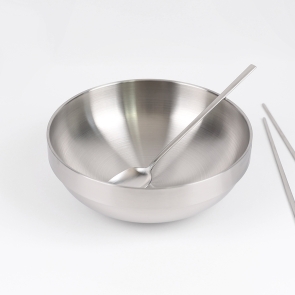 이중 샤틴 면기 21cm 업소용 냉면기 무광 스텐 냉면 그릇 비빔밥 국수 라면 육개장