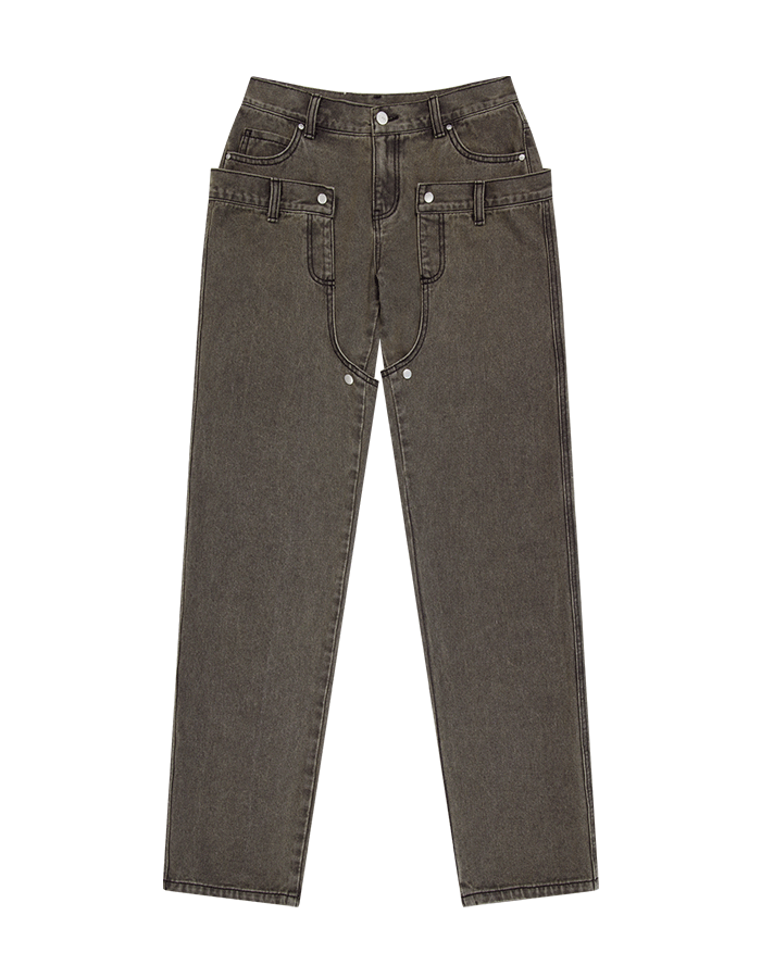 오호스 25SS Detachable Button Denim Pants / Khaki