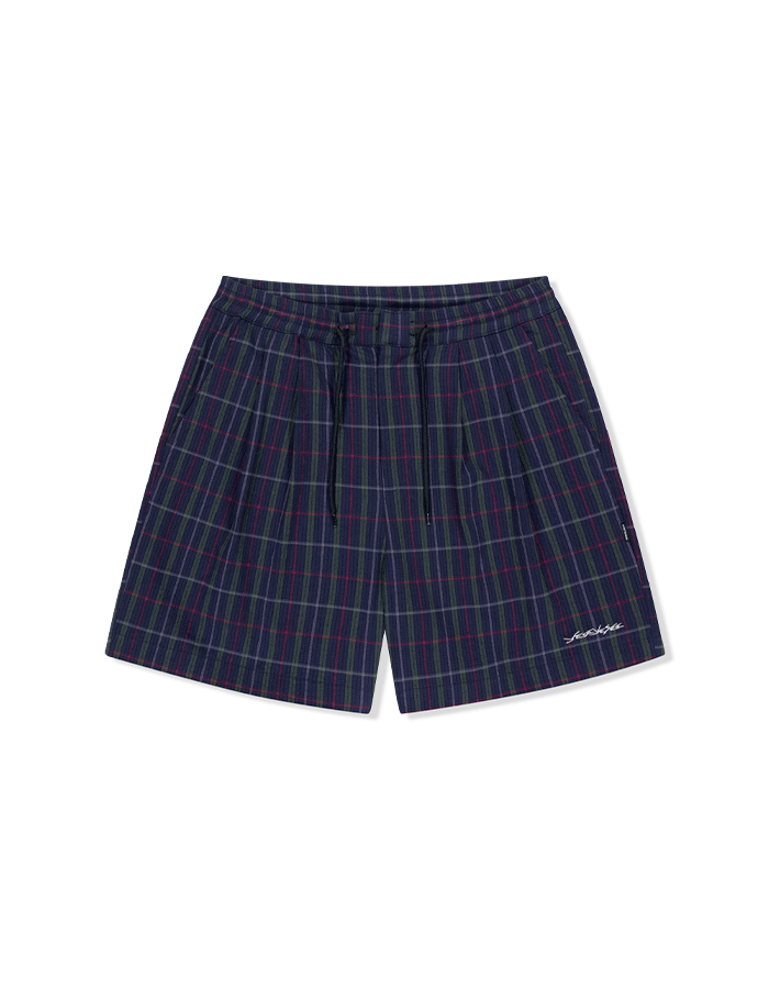 예스아이씨 25SS Crinkled Fabric Check Shorts Blue