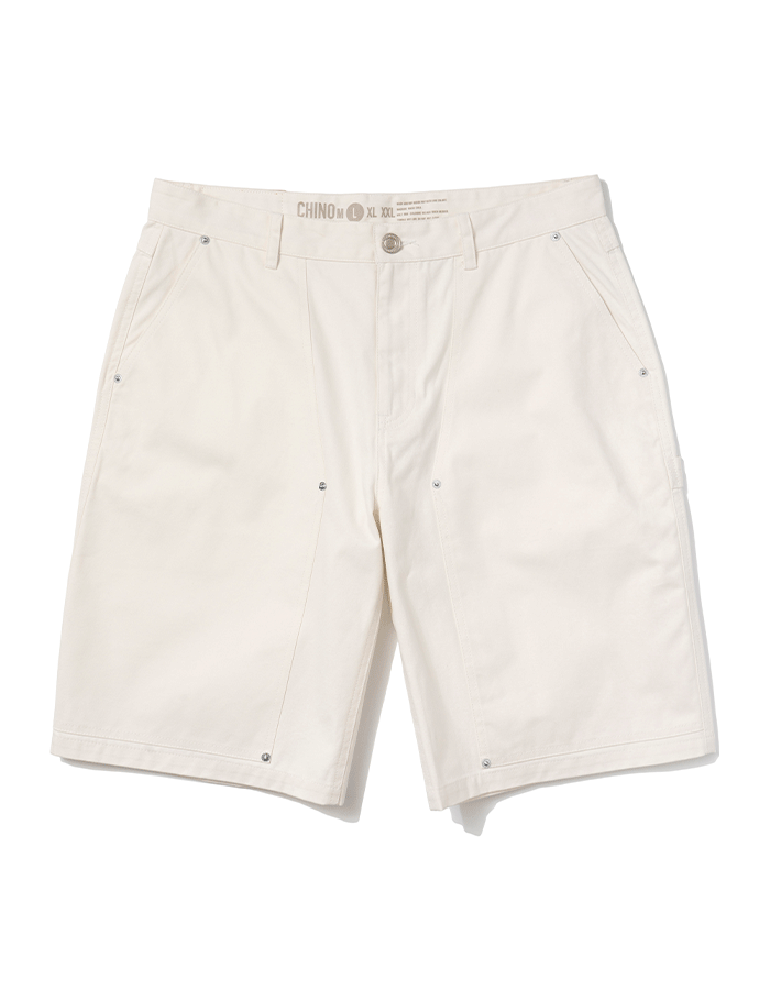 엑스트라오디너리 COATING CANVAS DOUBLE KNEE SHORTS OFF WHITE