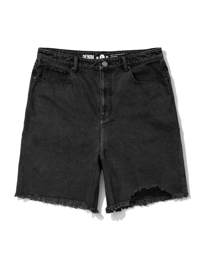 엑스트라오디너리 DAMAGE DENIM SHORTS BLACK