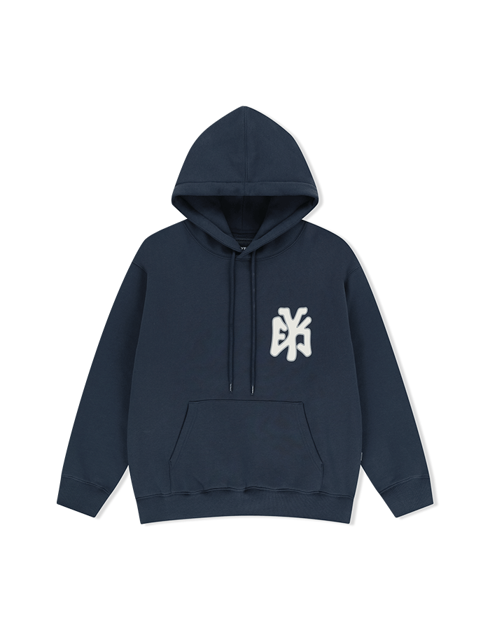 예스아이씨 Y.E.S Athlete Logo Hoodie Light Navy