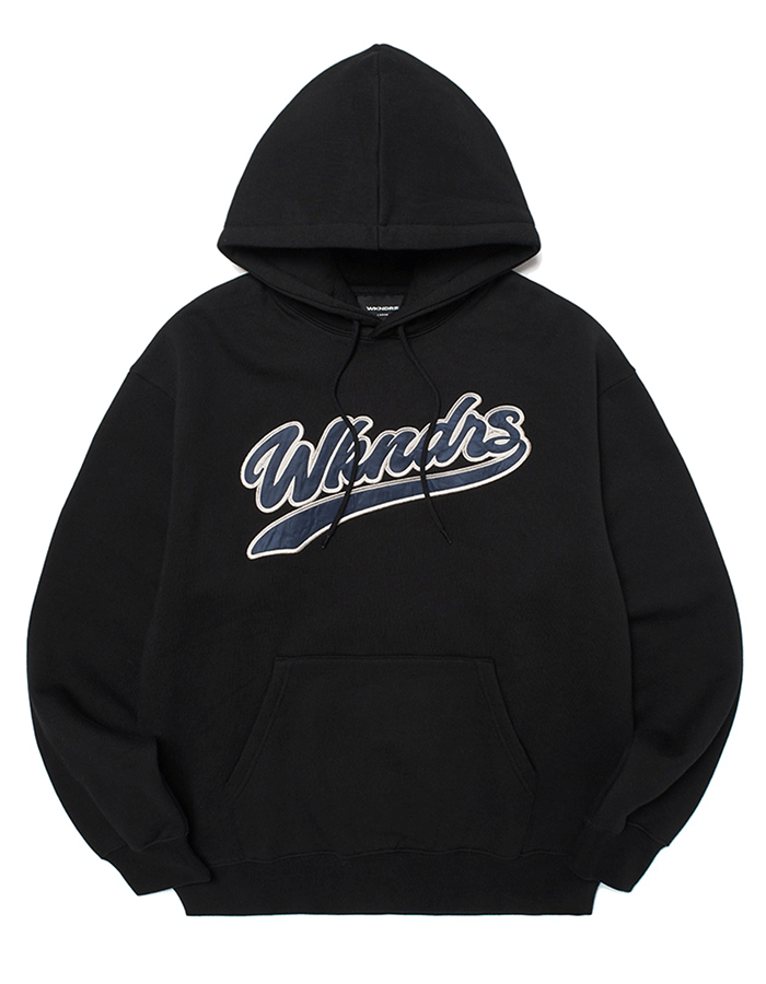 위캔더스 BASEBALL APPLIQUE HOODIE (BLACK)