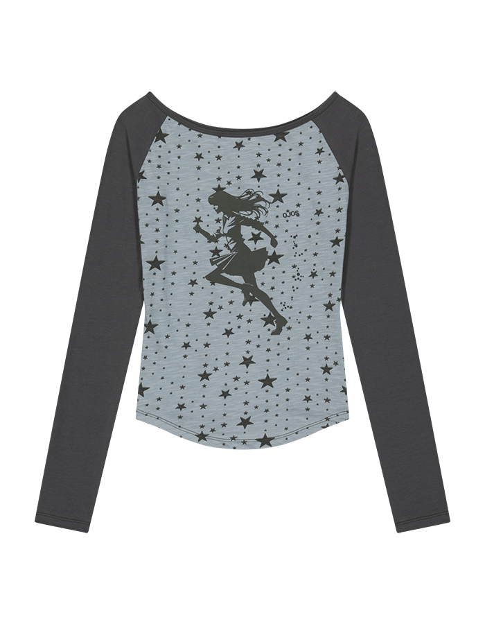 오호스 Star Reglan Long Sleeve / Mint Grey