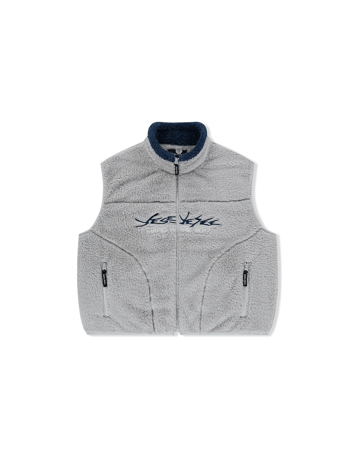 예스아이씨 Y.E.S Full Zip Fleece Vest Grey