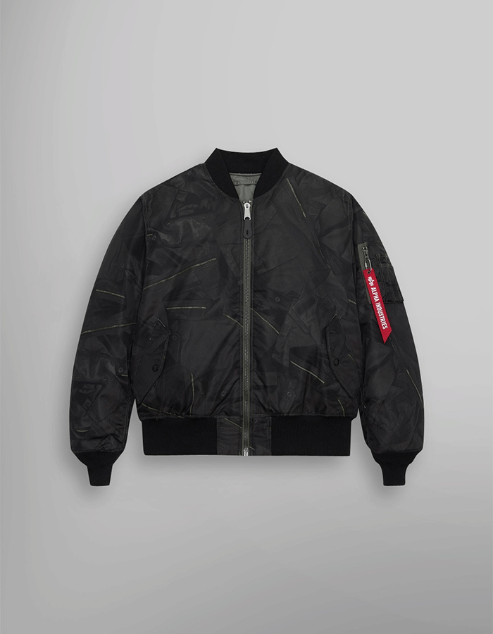 알파인더스트리 MA-1 ZIPPERED PRINT FLIGHT JACKET M-65 ZIPPER PRINT