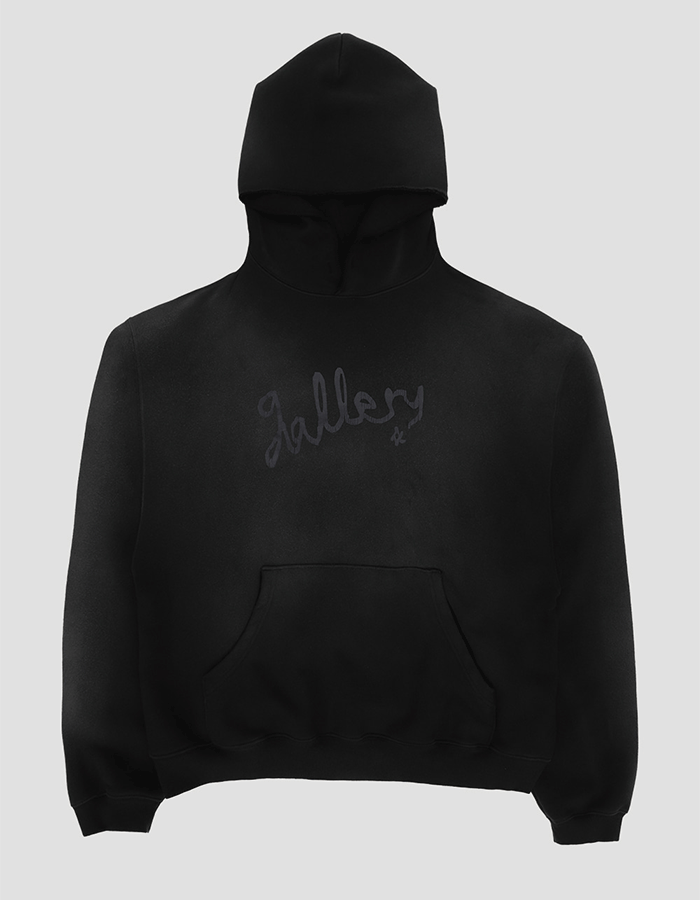 1011 GALLERY Gallery Tape Logo Washed Hoodie - Black