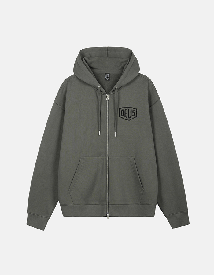 데우스엑스마키나 College Address Hoodie Zipup_Charcoal