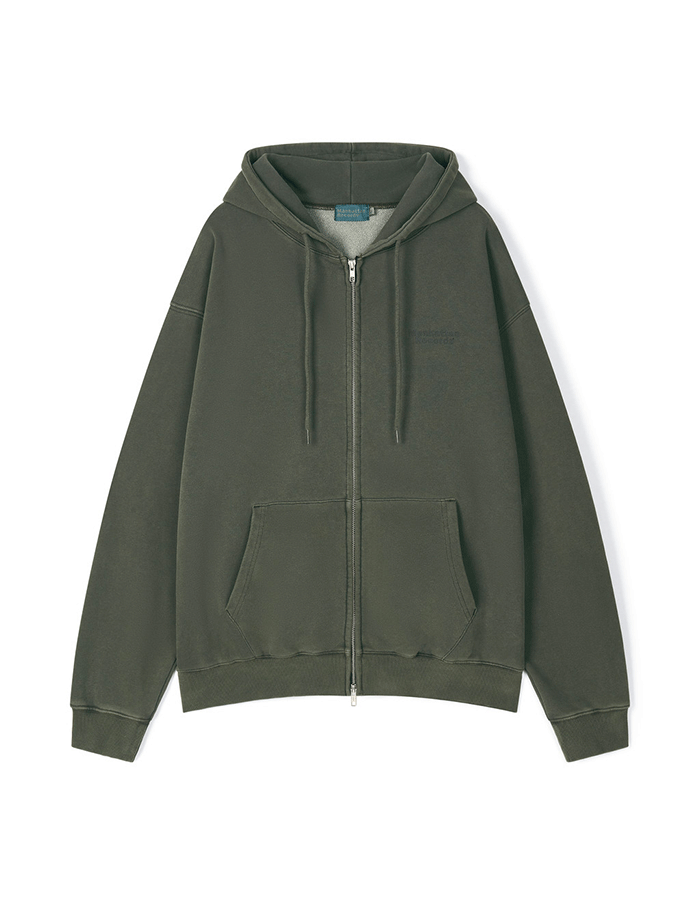 맨하탄레코즈 Classic Logo PM Zip Up Hoodie - Olive