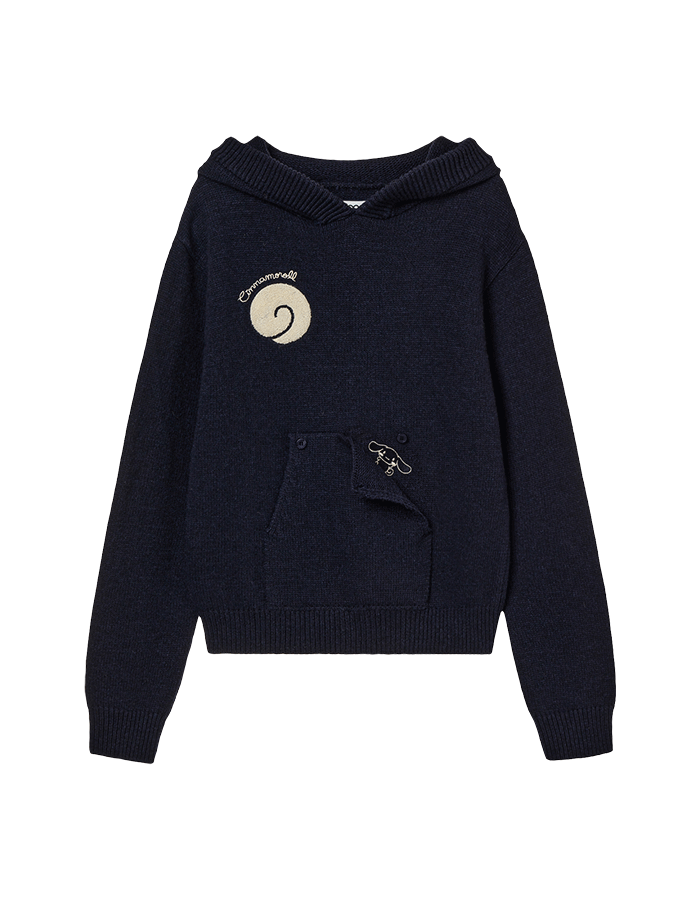 AEAE 에이이에이이 CINNAMOROLL TAIL KNIT HOODIE [NAVY]