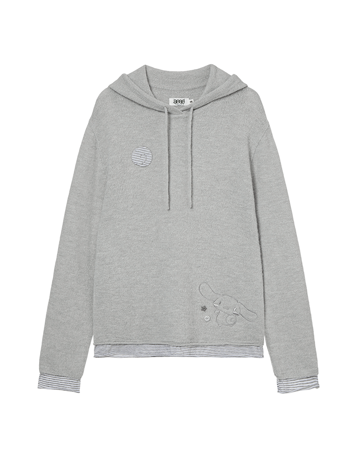 AEAE 에이이에이이 CINNAMOROLL LAYERED SLEEVE HOODIE [LIGHT GREY]
