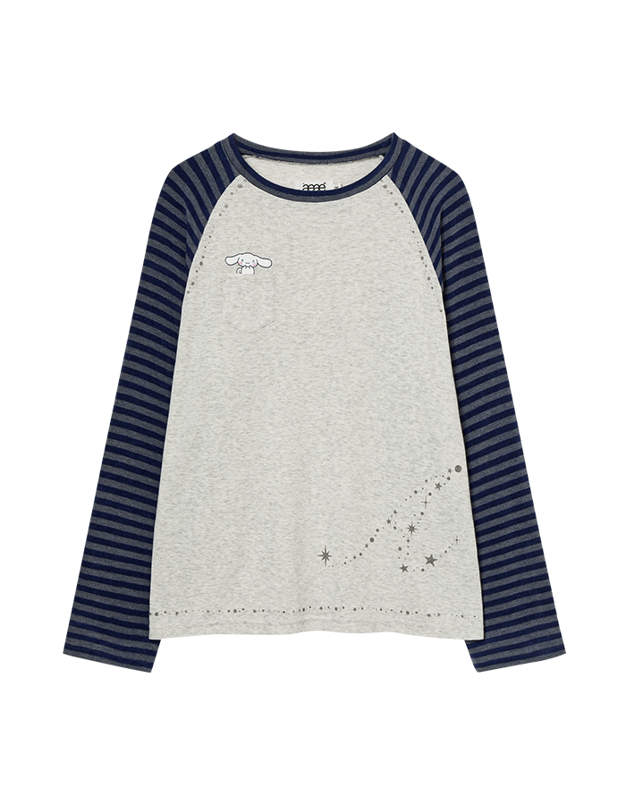 AEAE 에이이에이이 CINNAMOROLL STRIPE KNIT SLEEVE TEE [NAVY]