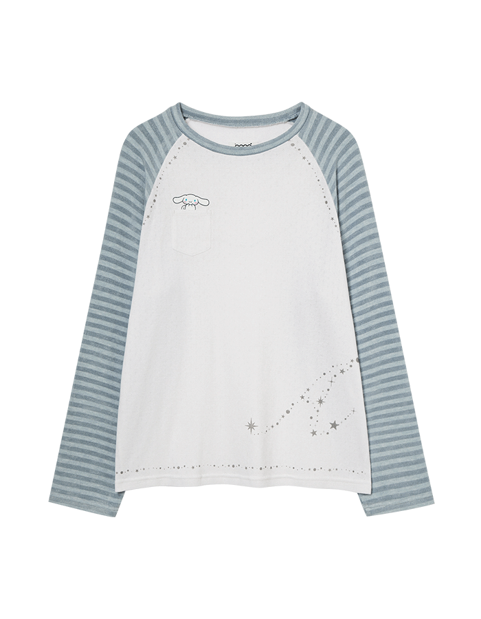 AEAE 에이이에이이 CINNAMOROLL STRIPE KNIT SLEEVE TEE [SKYBLUE]