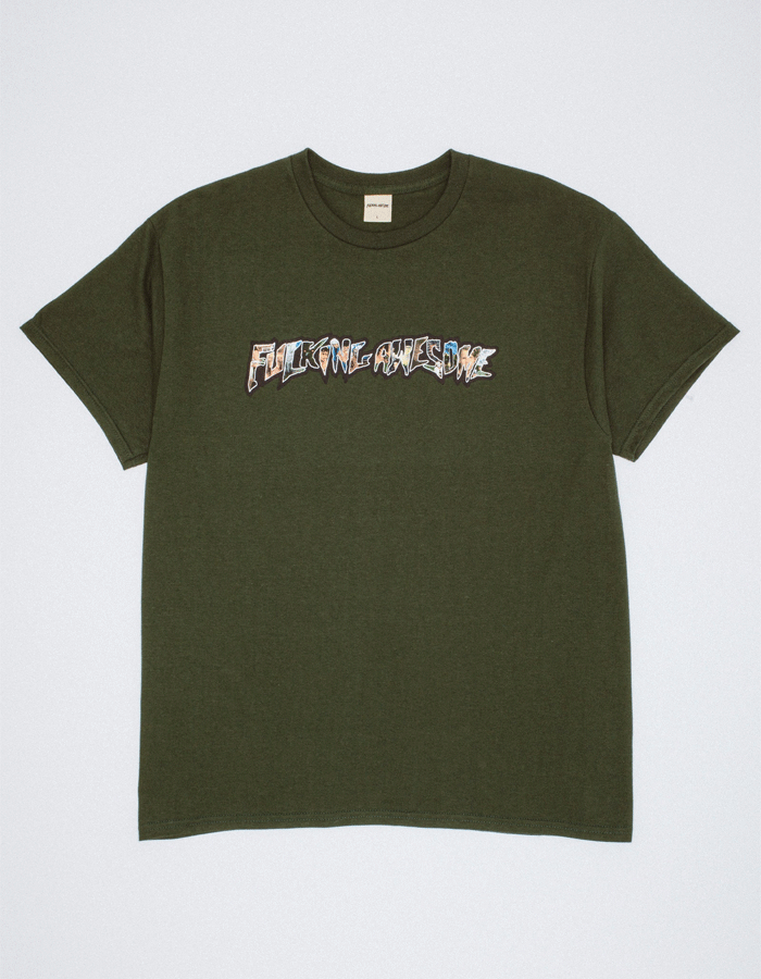퍼킹어썸 FUCKING AWESOME DILL COLLAGE LOGO SS TEE FOREST GREEN