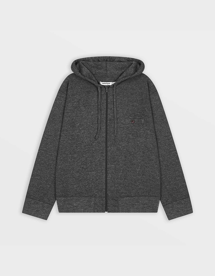 사파리스팟 Lightweight Knit Zip Up Hoodie (Charcoal)