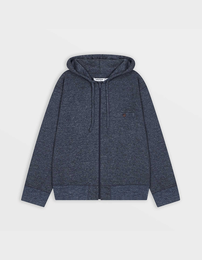 사파리스팟 Lightweight Knit Zip Up Hoodie (Navy)