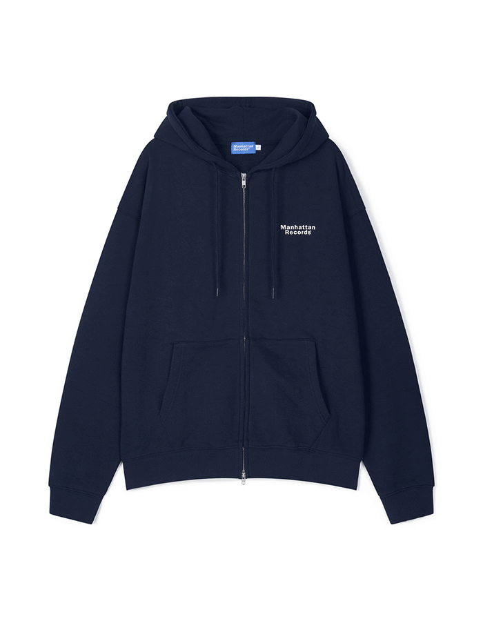 맨하탄레코즈 Classic Logo Zip Up Hoodie - Navy