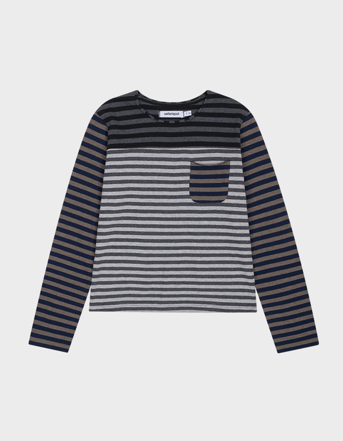 사파리스팟 1/2 Journey Stripe Long Sleeve (Gray)