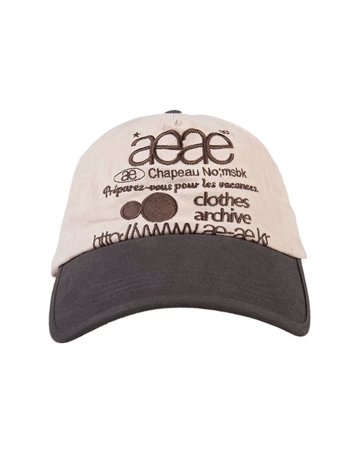 AEAE 에이이에이이 WEB LOGO 5PANNEL CAP [CHARCOAL/MOCA]
