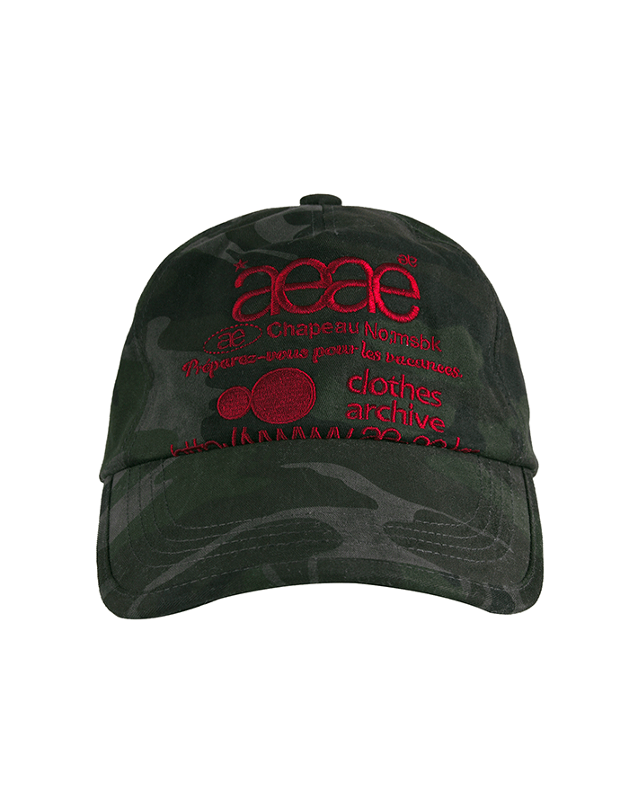 AEAE 에이이에이이 WEB LOGO CAMO 5 PANNEL CAP - [BLACK]
