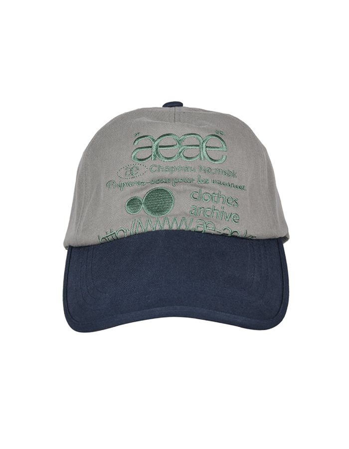 AEAE 에이이에이이 WEB LOGO 5 PANNEL BALL CAP - [GREY/NAVY]