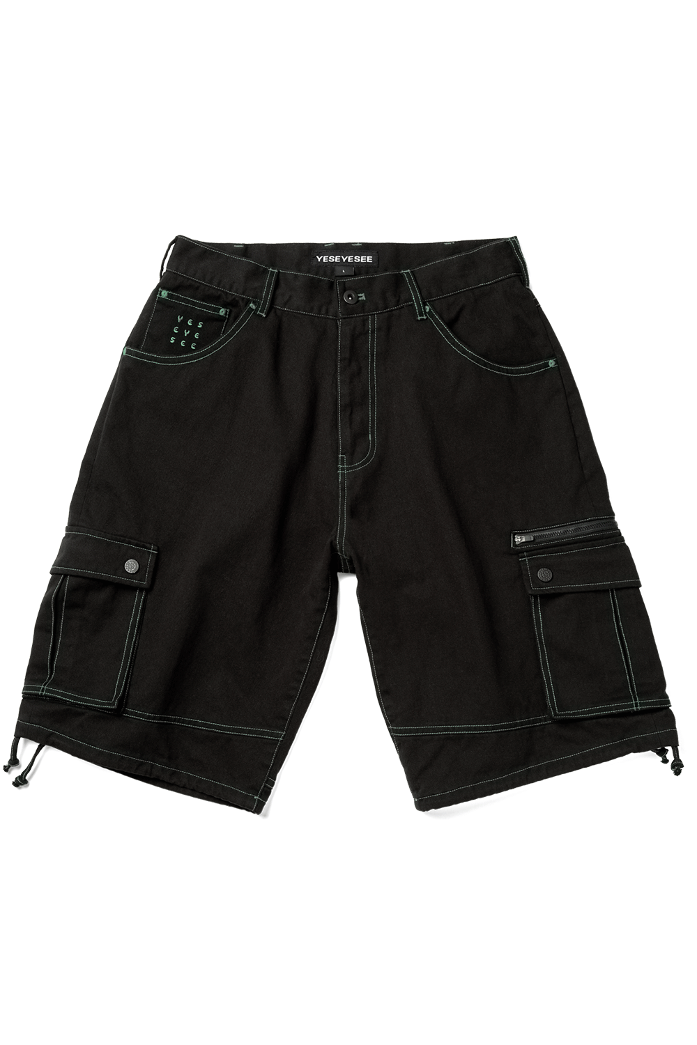 예스아이씨 26SS Contrast Stitch Cargo Shorts Black