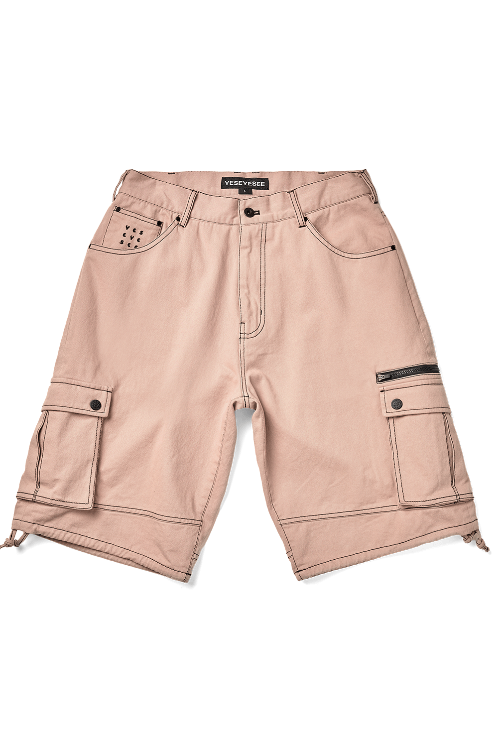 예스아이씨 26SS Contrast Stitch Cargo Shorts Coral