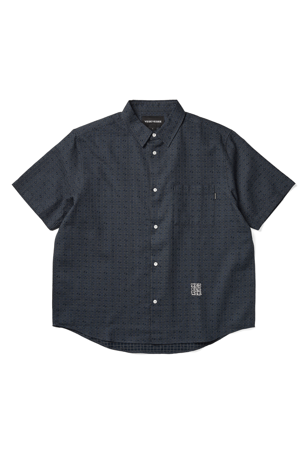 예스아이씨 26SS Y.E.S Font Plaid Half Shirt Navy