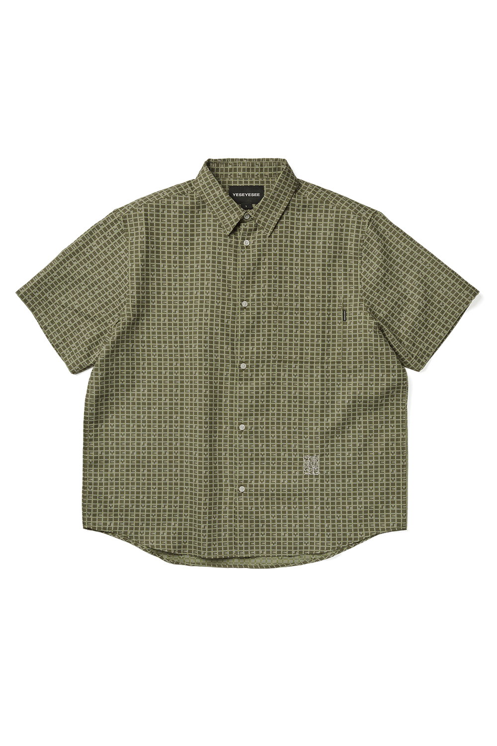 예스아이씨 26SS Y.E.S Font Plaid Half Shirt Green