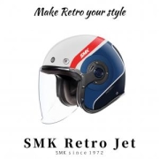 New Package SMK 레트로 제트 헬멧 레블 화이트 블루 레드 / SMK RETRO JET REBEL WHITE BLUE RED
