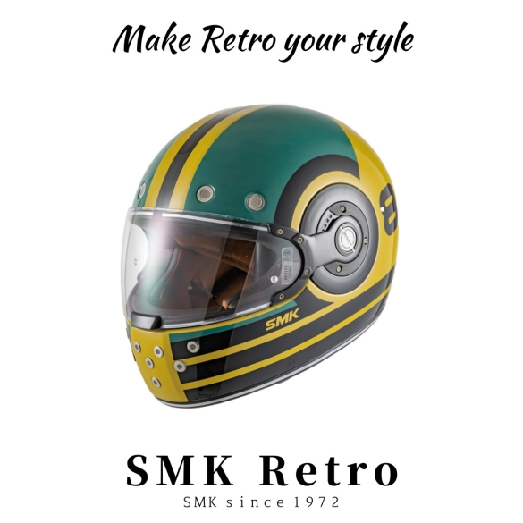 SMK 레트로 랑코 블랙 그린 옐로우 풀페이스 헬멧 / SMK RETRO RANKO BLACK GREEN YELLOW FULLFACE HELMET