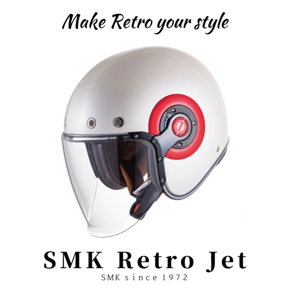 New Package SMK 레트로 제트 헬멧 유광 화이트 레드 / SMK RETRO JET WHITE RED