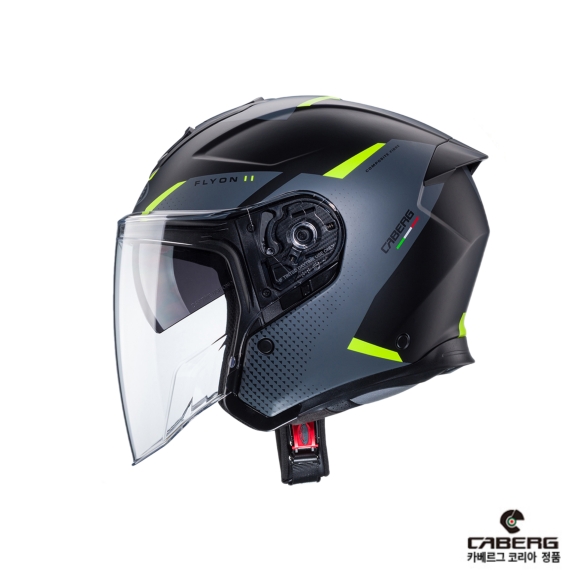 CABERG JET FLYON II BOSS MATT BLACK YELLOWFLUO - 카베르그 플라이언 2 제트헬멧 보스 무광 블랙/형광