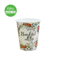 (천연펄프 종이컵) 10온스-플라워 1000개/1박스